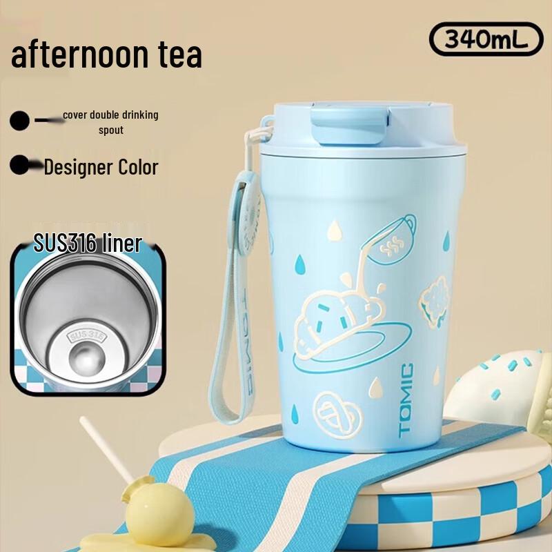 TOMIC 340ml 316 Stainless Steel Portable Insulated Straw Cup