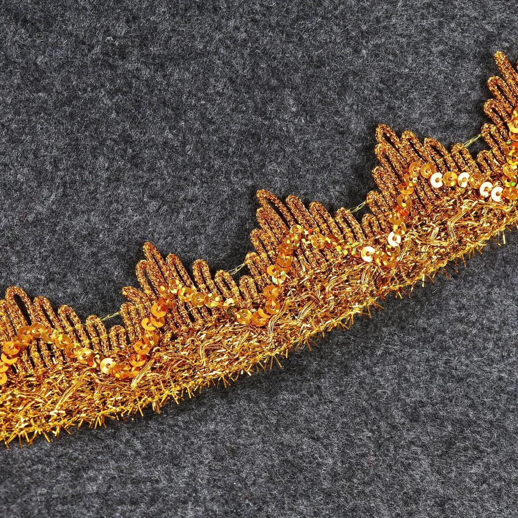 2 Yards Sequined Lace Trim Fabric Ribbon DIY Crafts 4CM Wide