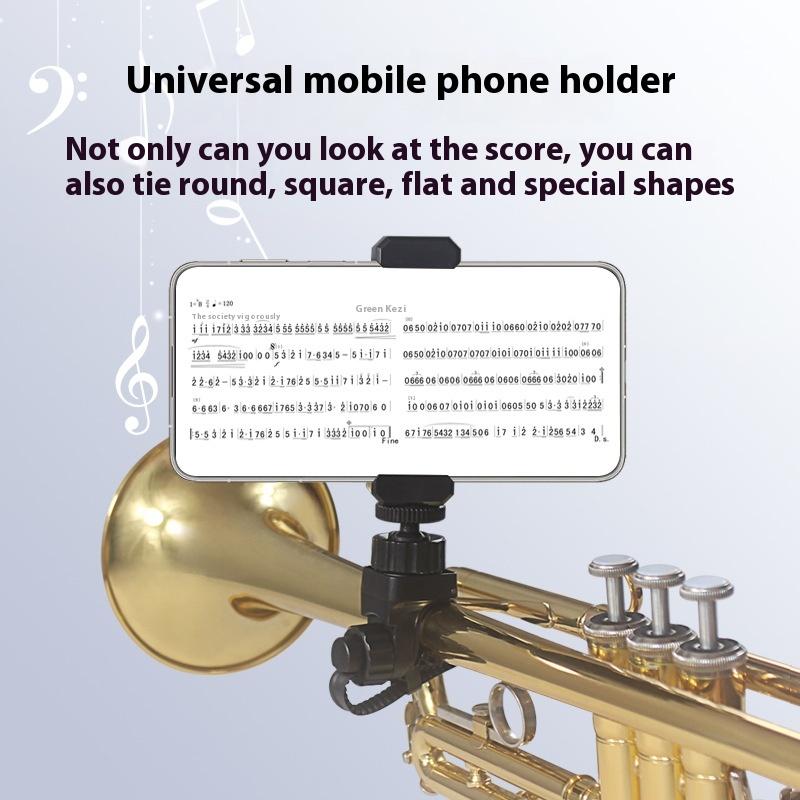 Trompeten-Notenpult-Handyhalter Verstellbarer Musikinstrumenten-Handy-Ständer Marschkapellen-Notenpult-Handyhalter für Oboe Posaune Klarinette