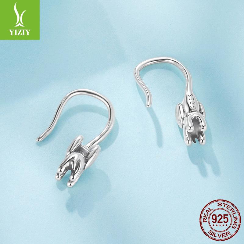 Animal Baby Elephant S925 Sterling Silver Ear Hook, Simple And Cute Animal Lucky Earrings Earrings