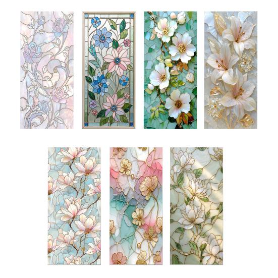 Film de fenêtre floral pour la vie privée, amovible, statique, film de protection de la vie privée, film de fenêtre décoratif imperméable pour la maison, la salle de bain, la cuisine