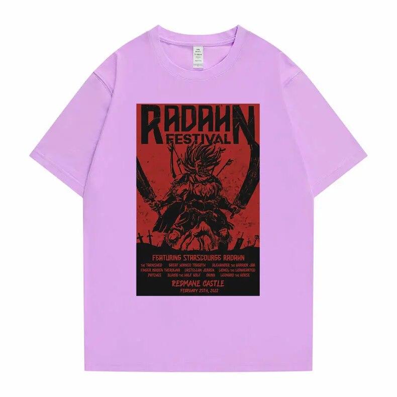 Radahn Festival Grafikdruck T-Shirts Unisex Damen Anime Cartoon Stil T-Shirt Unisex Mode Übergroßes T-Shirt Vintage Streetwear