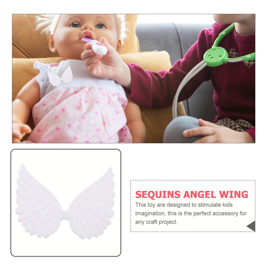 30Pcs Glitter Angel Wing Craft Supplies Textured Angle Wings For Diy Cake Topper Cupcake Decoration Sewing Patch Jewelry