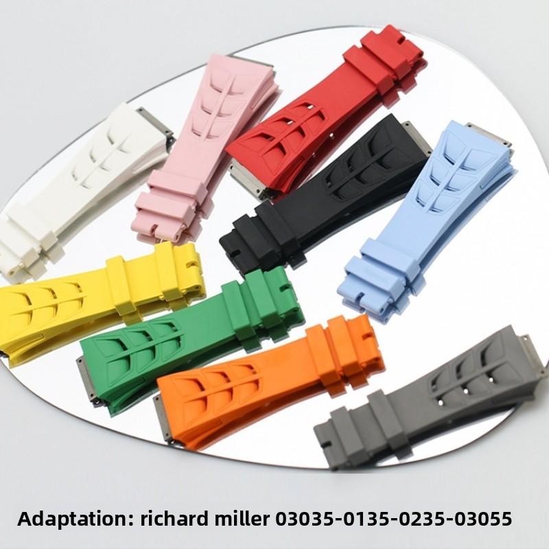 Steel head FKM Rubber Watchband For Richard Miller RM055 RM030 RM35-01 RM35-02 RM35-03 Watch Strap Soft Fluororubber accessories