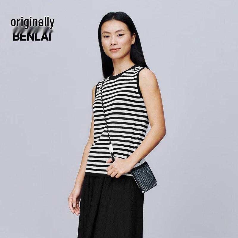 BENLAI Women s Striped Knit Sleeveless Vest Top S