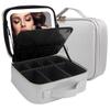 MOMIRA Makeup Box with Cosmetic Storage Cosmetic Case with Adjustable Adjustable LED and Makeup Brush Large Travel Silver Mirror, Box, Dividers,