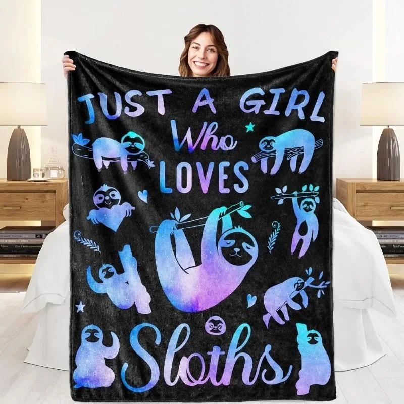 Cozy Soft Sloths Throw Blanket for Kids Boys Christmas Birthday Gift Flannel Blanket for Bedroom Couch Sofa All Season Use 75X95CM