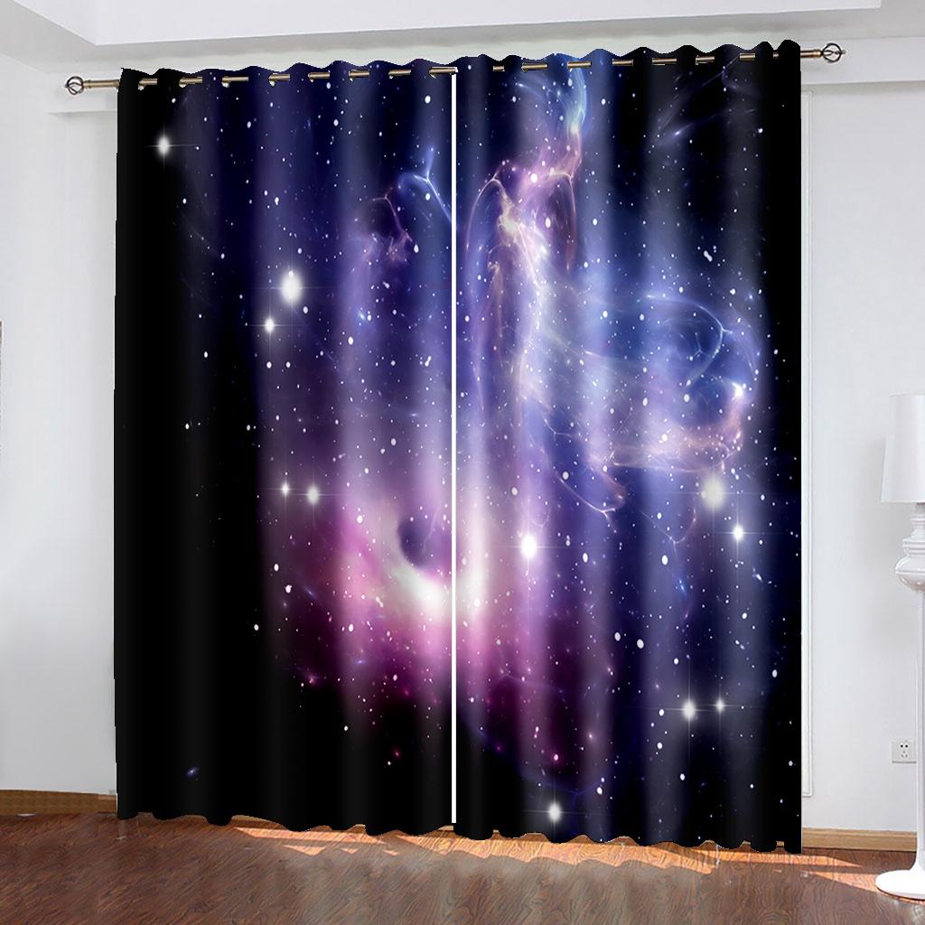 Фэнтезийное звездное небо Полумесяц Пейзажный узор Гостиная Спальня Оконные шторы — фото 4