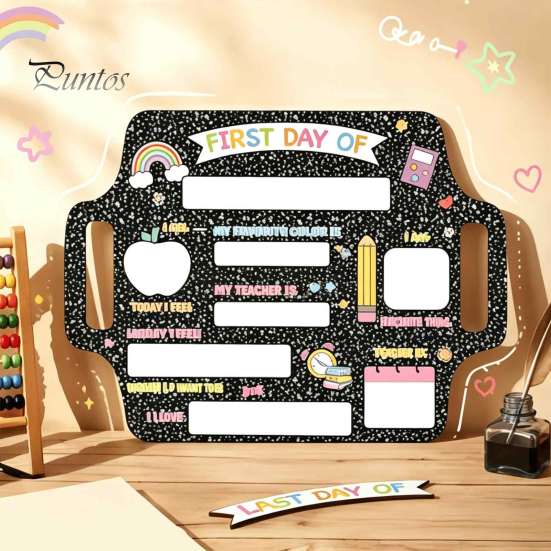 Wedding Reception Signage First and Last Day of School Board Sign for Kids, Reusable Wooden Memo Chalkboard Sign, Cute Writing Daily Notes Schedules
