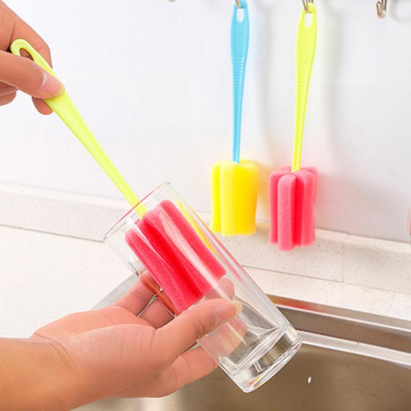Long Handle Baby Bottle Brush Soft Sponge Brush Water Bottle Glass Cup Washing Cleaner Tool Kitchen Cleaning Tool Specialty Tool