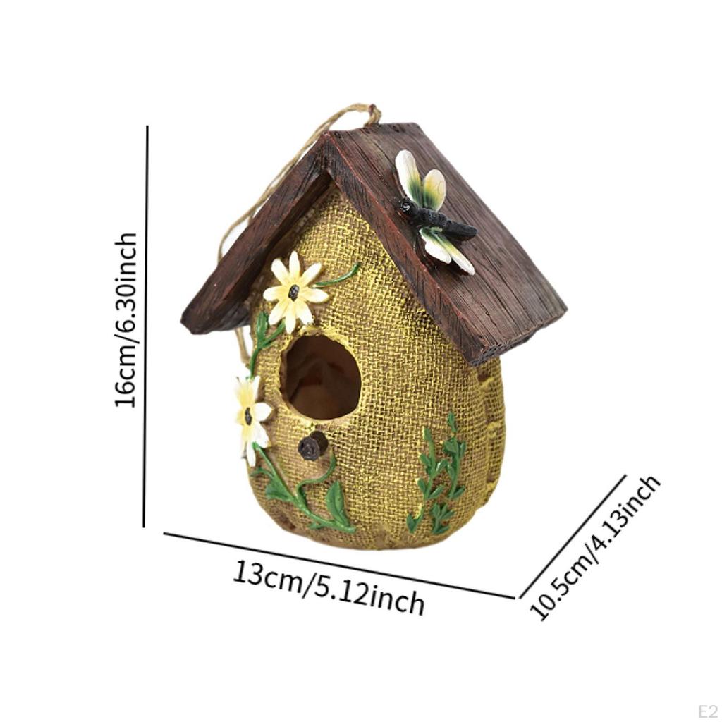 Hanging Bird House for Outdoor Decorative Birdhouse Hummingbird Nest Resin Hut Garden