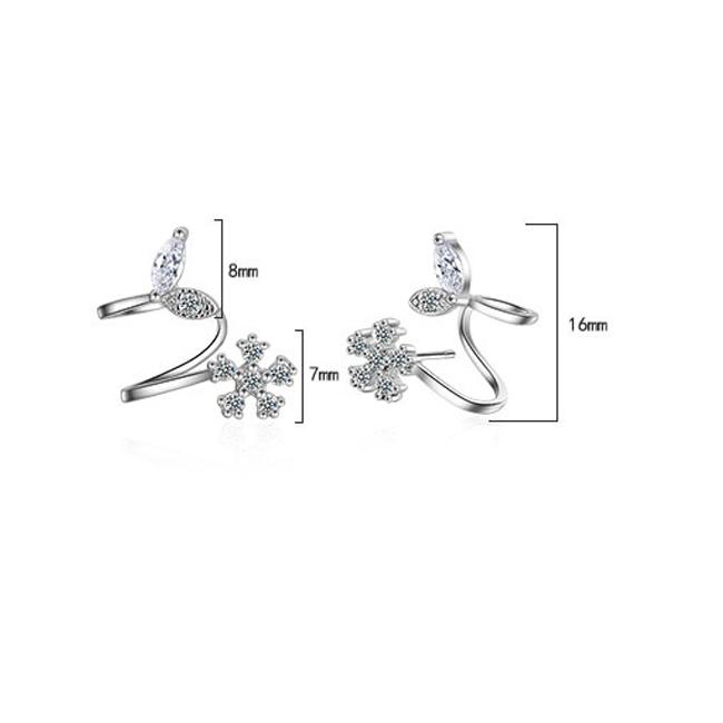 BELLA BOX Fashion Zircon Snowflake Five Petals Stud Earrings Jewelry Wedding Party Gift
