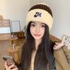 Autumn and winter double-spell wool hat, piled and thickened labeling, cute air-cooled hat, outdoor cold-proof and warm personalized knitted hat
