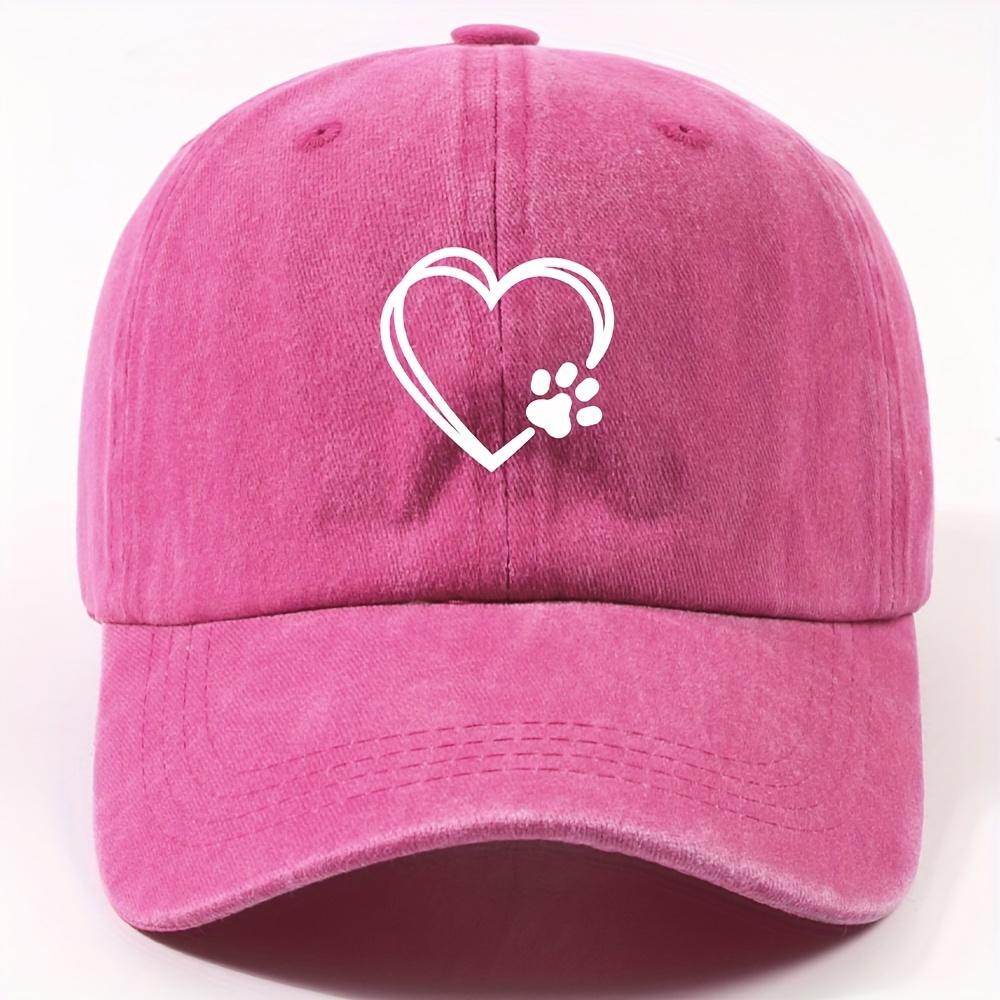 Double Layered Heart-shaped Cat Paw Printed Duckbill Cap for Both Men and Women, Adjustable Dad Baseball Cap