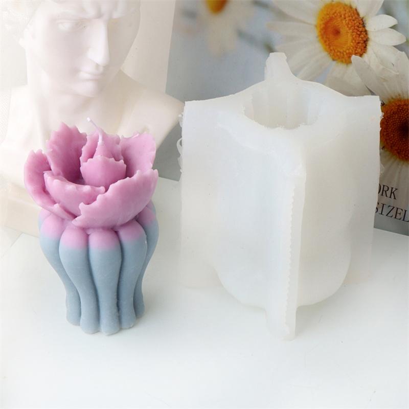 3D Succulent Flower Plant Flower Vase Shaped Candle Silicone Molds DIY Scented Aromatherapys Making Mould Handmade Ornament Mold