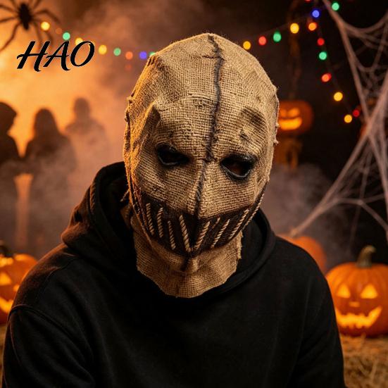 Creepy Realistic Masque Halloween Scarecrow Masque, Adults Scary Full Head Honor for Latex Cosplay Party Props Costume, Haunted House Photogenic