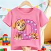 Paw Patrol Skye T-shirt for Children Cartoon A-Z Letter Tee Top Round Collar Clothing Girls Short Sleeve Kids Anime Clothes Gift