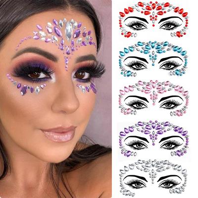 3D kamínkové nálepky na tetování na obličej pro festivalový třpytivý make-up nálepka na šperky na obličej krystaly drahokamy drahokamy diamanty dekorace