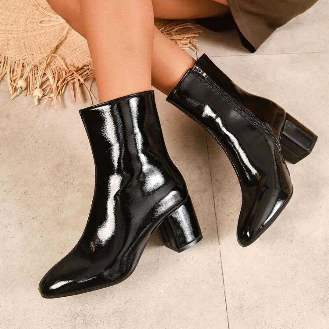 

New Women s Mid Calf Boots Square Toe Chunky Heel Side Zipper Plus Size Fashion Comfortable Non-Slip Autumn Winter Boots 42