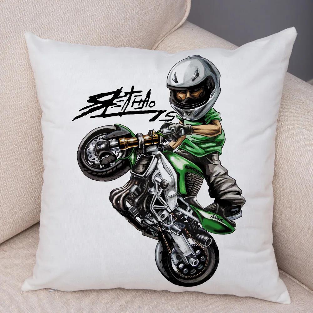 Extreme Sports Motorcycle Pattern Cushion Cartoon Mobile Bicycle Pillow Head Cover Decoration Living Room Sofa Car Home