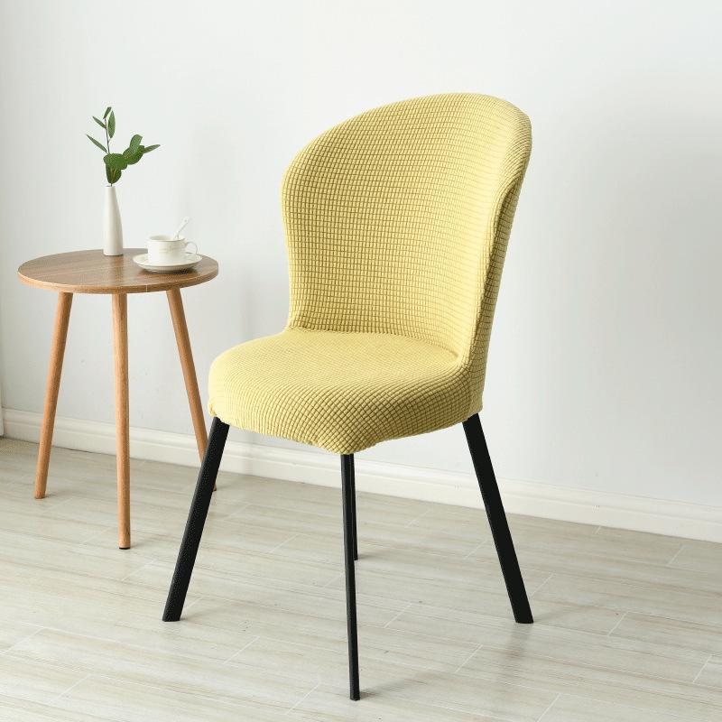 Jacquard Dining Chair Cover Arc Shape Chair Slipcover Stretch Seat Cover Chair Covers for Hotel Banquet Kitchen Bedroom Wedding