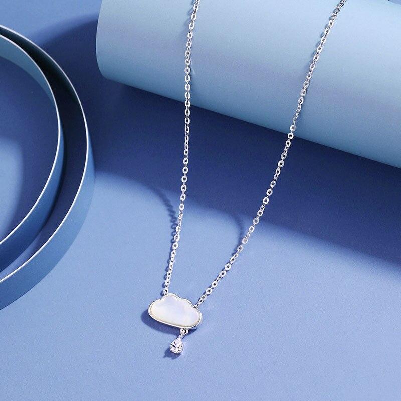 925 Sterling Silver Cloud Shell Pendant Necklace for Women Clavicle Chain Necklace Anniversary Wedding Party Jewelry Gift S-N692