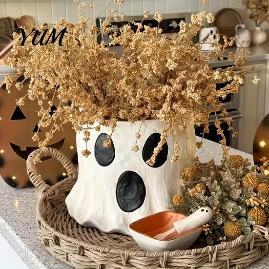 Candy Collection Bucket Ghost Decor, Halloween Planter Vase Cute Kindergarten Party Supplies Bucket, Bowl for Indoor Outdoor Home Display Decoration