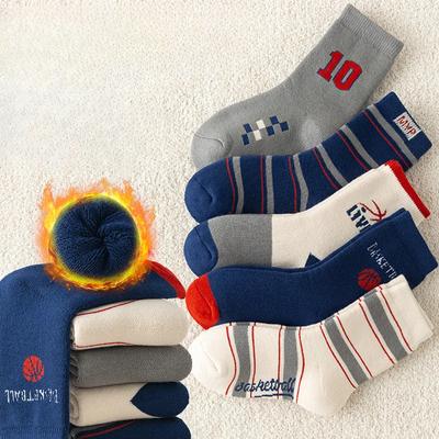 5 Paar Kinder Winter Ultra Dicke Frotteesocken Street Basketball Feuchtigkeitstransportierend Und Atmungsaktiv Elastische Bündchen Socken 1-16 Jahre