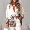 European & American Fashion Printed Cardigan and Wide-Leg Pants Set