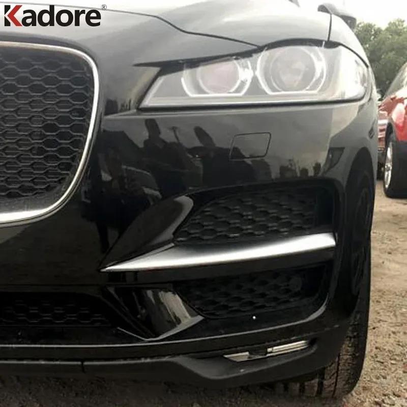 Front Fog Light Lamp Eyebrow Cover Trim For Jaguar F-PACE 2016 2017 2018 Matte Car Foglight Foglamp Eyelid Strip Accessories