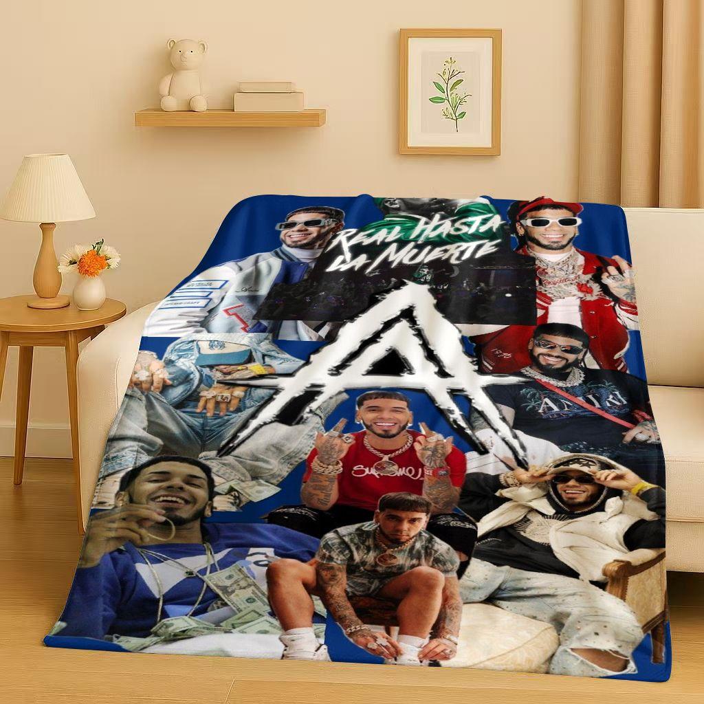 3D Anuel AA Real Hasta La Muerte Rapper Flannel Blanket,Ultra Soft Warm Plush Throw for Home Bedroom Bed Sofa Cover Kids Picnic