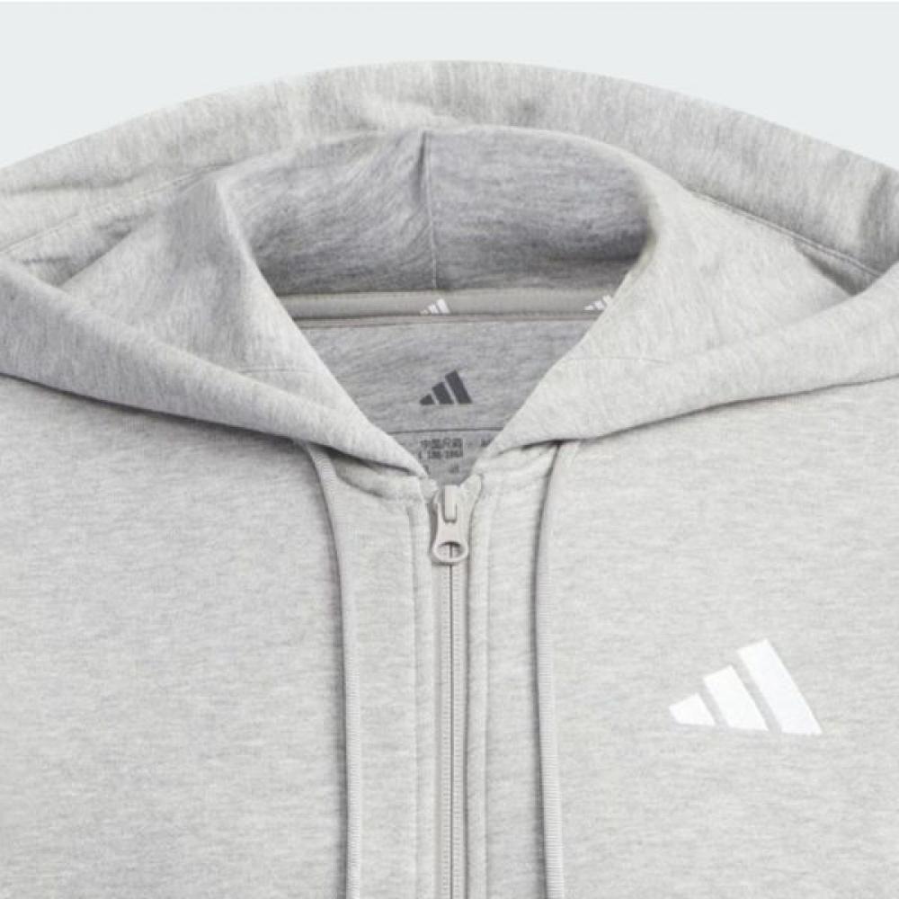 Adidas Unisex Casual Cotton 3 Stripe Full Zip Hoodie Grey