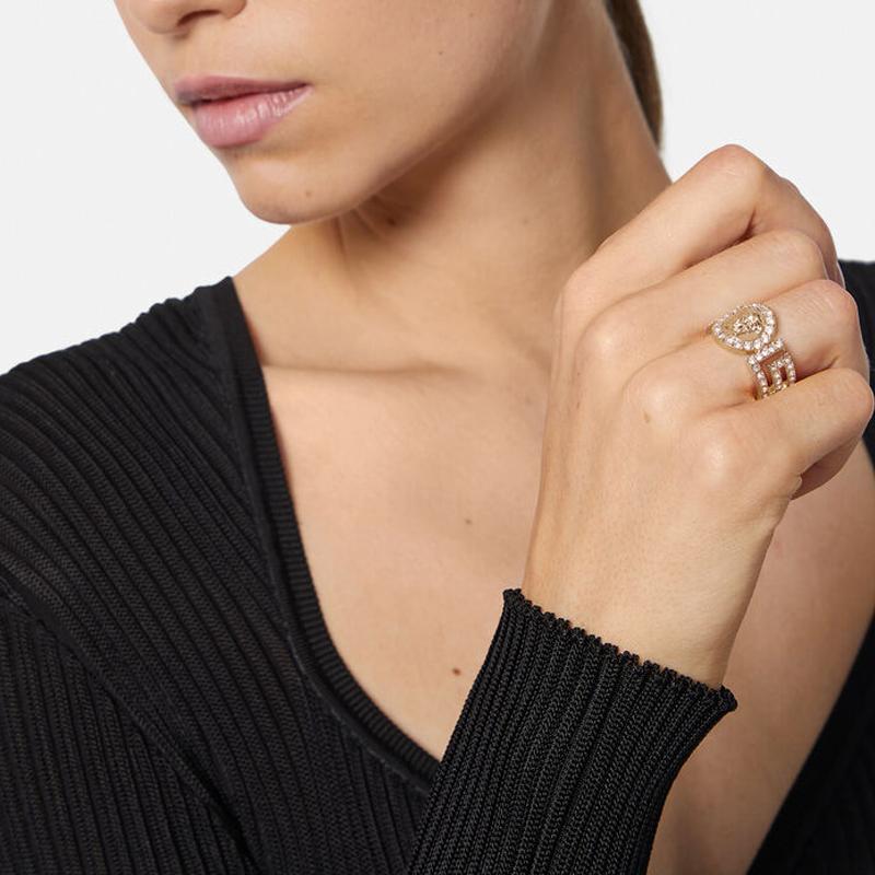 Versace Çok Yönlü Minimalist Kristal Metal Yüzük Kadın yüzükleri Altın DG5E011-DJMX-D01O