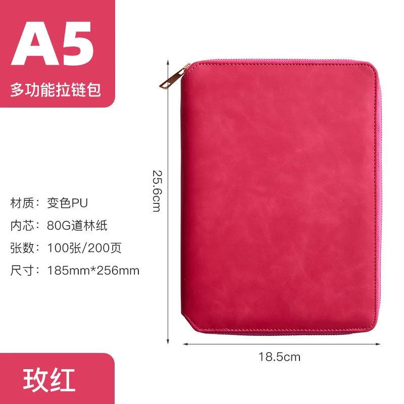 A5 loose-leaf zipper bag loose-leaf notebook stationery wallet style ol business book Multi function calculator binder (as the picture,A5)