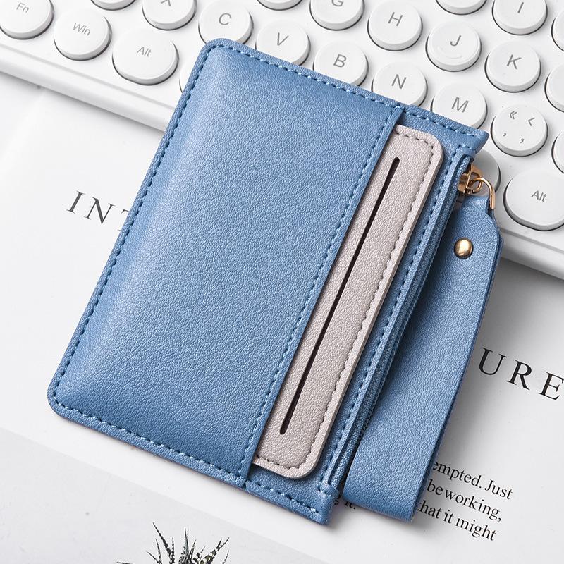 Ultra-thin PU card holder female Korean version of the zipper coin purse multi-card slot simple fashion compact card holder anti-degaussing