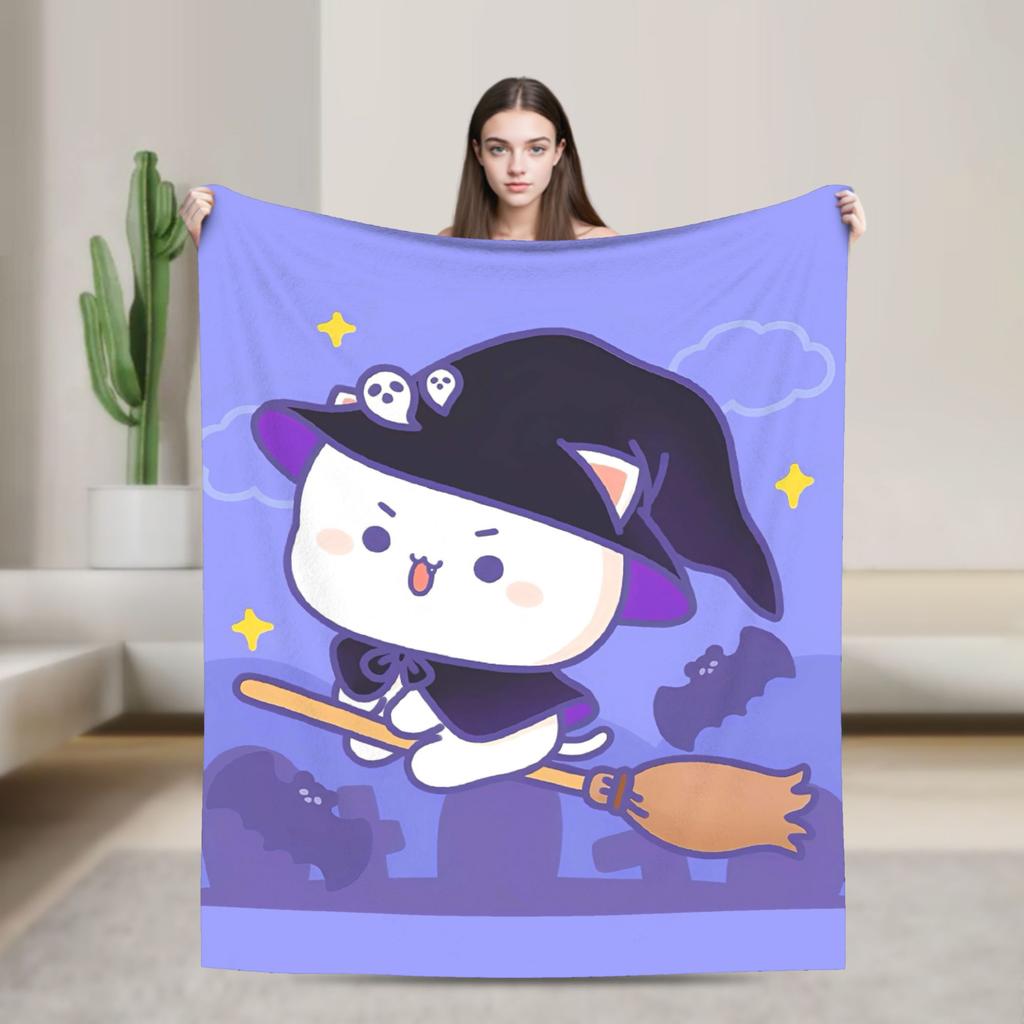 Super Warm BlanketStudents Picnic Bubu Dudu Halloween Throw Blanket Flannel Bedspread For Living Room Aesthetic Sofa Bed Cover