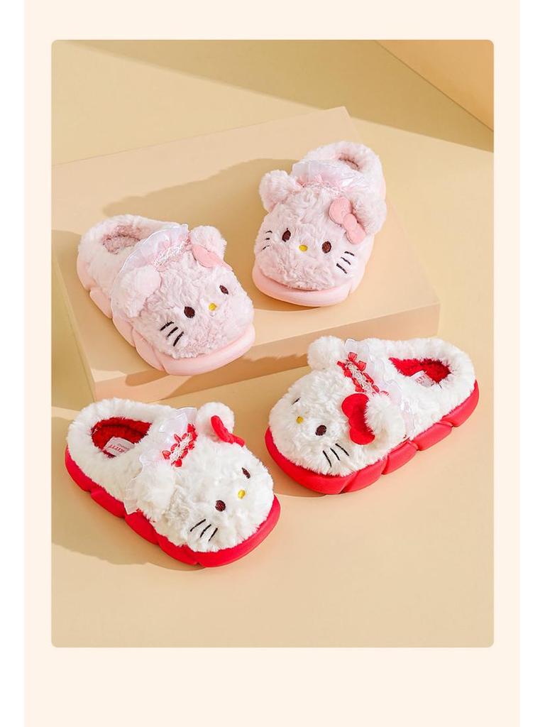 Sanrio Hello Kitty Kids' Winter Cotton Slippers - Cute, Non-Slip, Warm Indoor Footwear for Girls