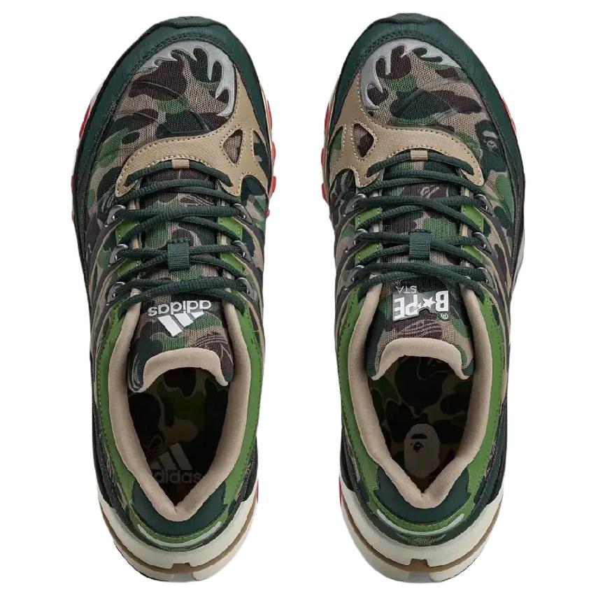 BAPE X Adidas Harmony Green Camo Unisex Sneakers Hemp Iron-Metallic Off-White KJ8850