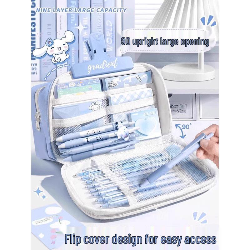 9-Tier Large Capacity Flip-Top Pencil Case for Girls and Boys - Ideal for Elementary and Junior High School Students