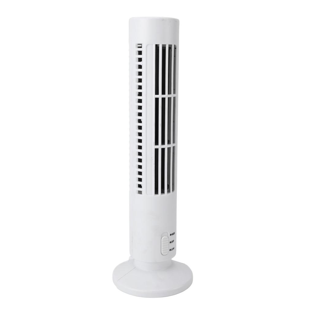 Mini Tower Fan Bladeless Desk Fan Quiet Cooling 2 Gears USB Desktop Table Tower Fan for Office Bedroom White