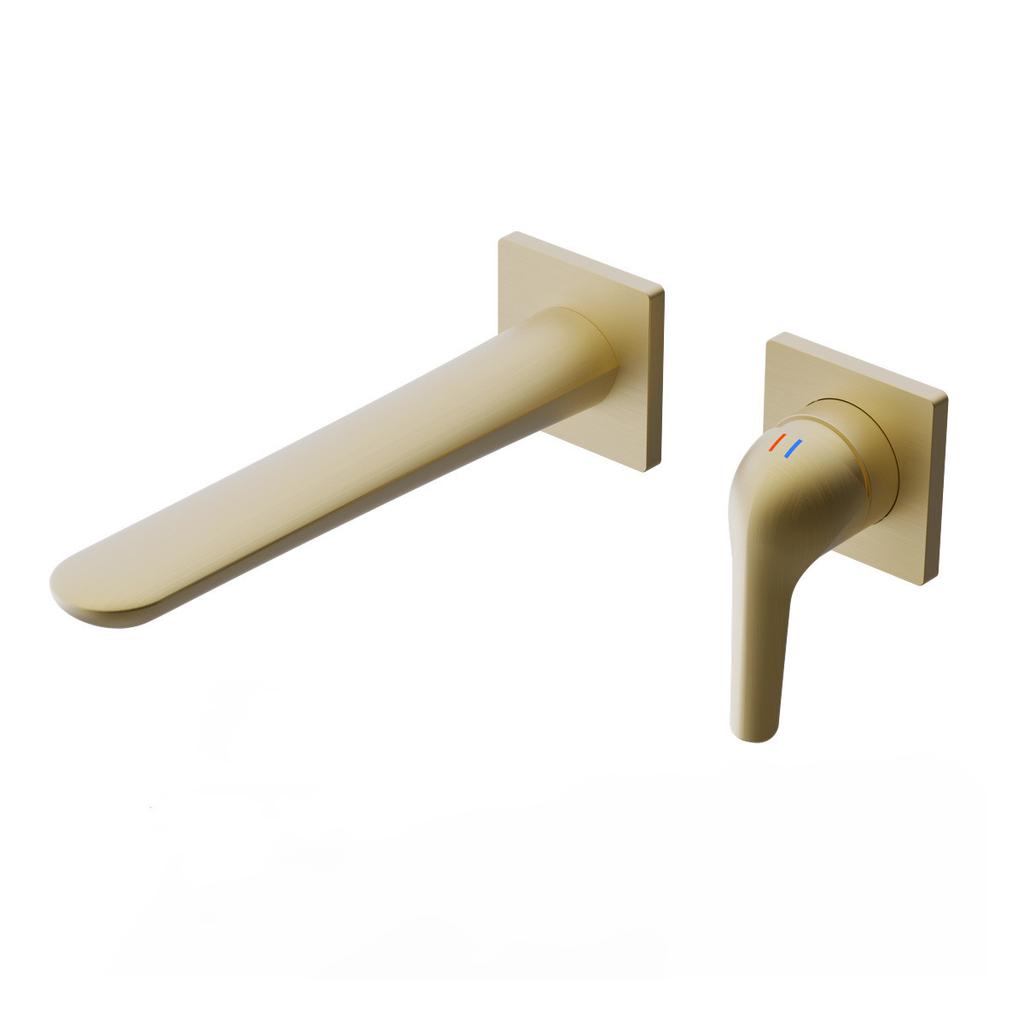 New Arrival Basin Faucets Brush Gold Bathroom Sink Faucets Hot Cold Wall Mounted White Mixer Water Tap Top High Quality