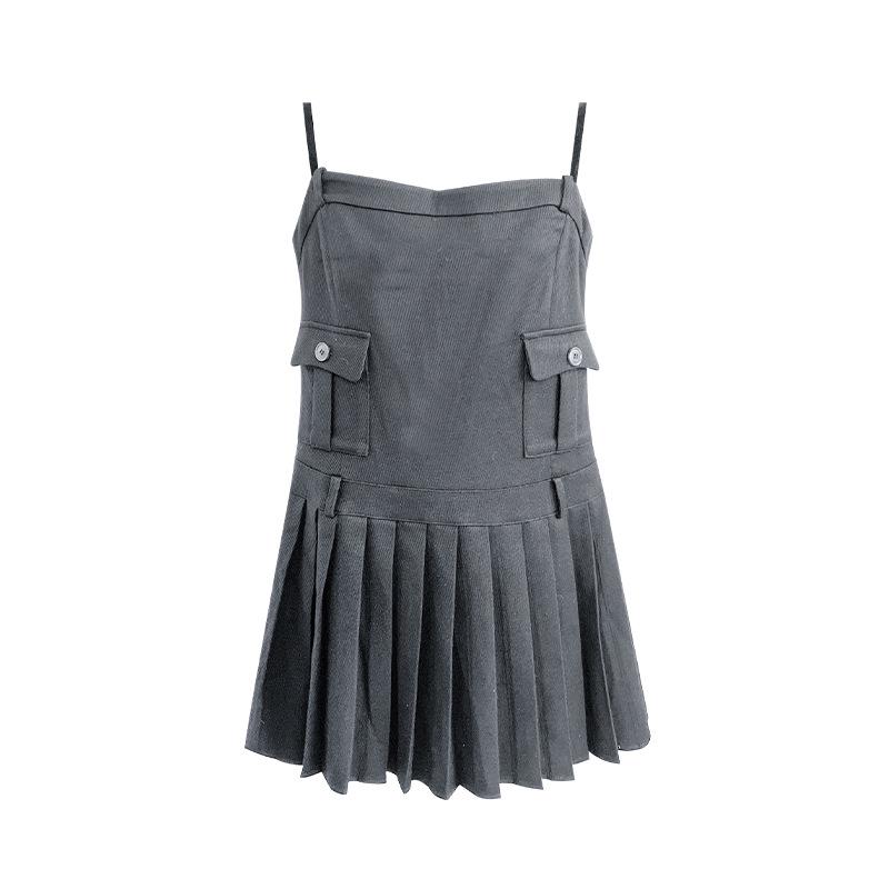 

2023 Autumn French Little Black Dress with Waist-Cinching Pleated Skirt - Clearance, No Returns/Exchanges Medium серый