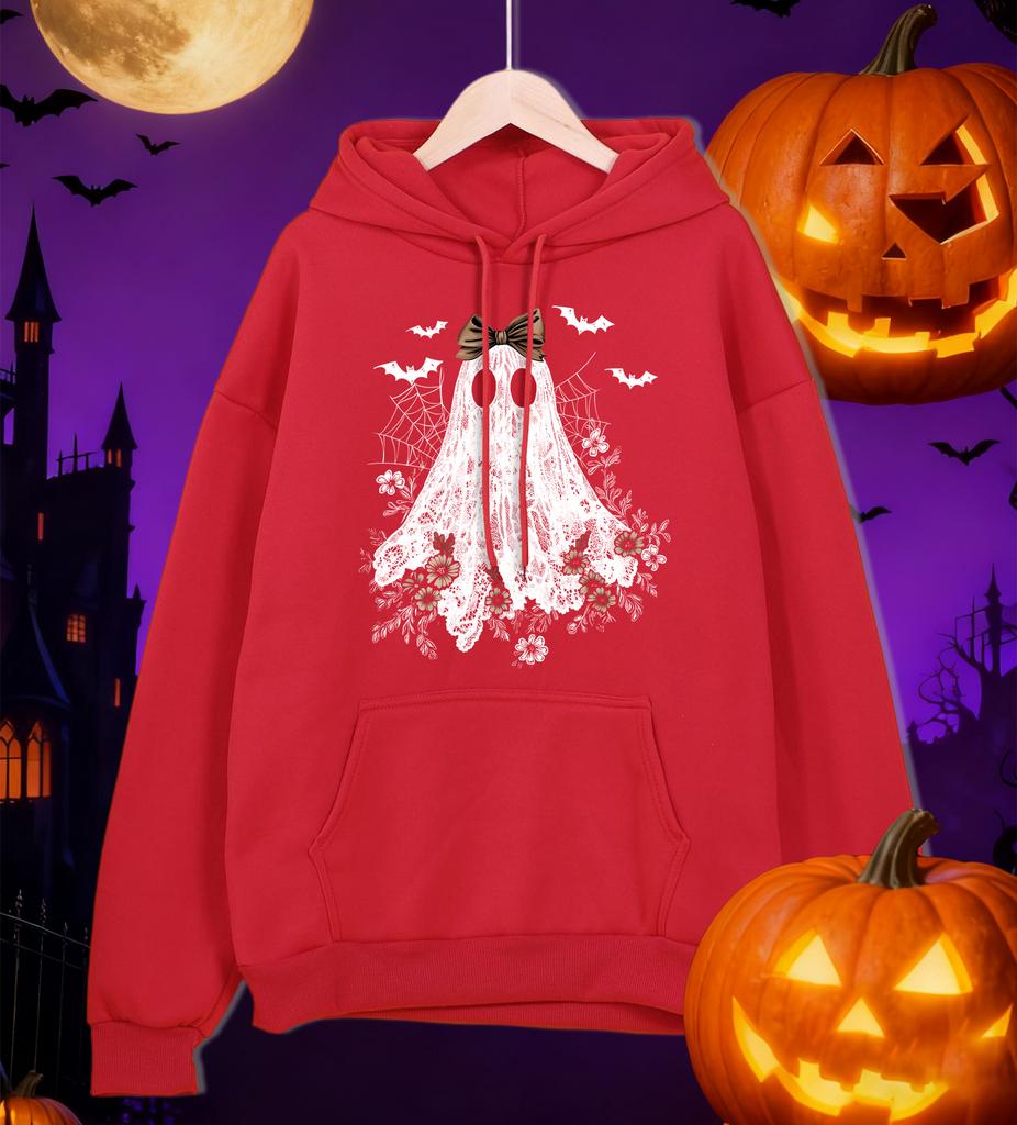 Happy Halloween Flowers Ghost Pattern Men Hoodies Hip Hop Pocket Hoody Street Autumn Sportswears Fleece All-Match Man Clothes