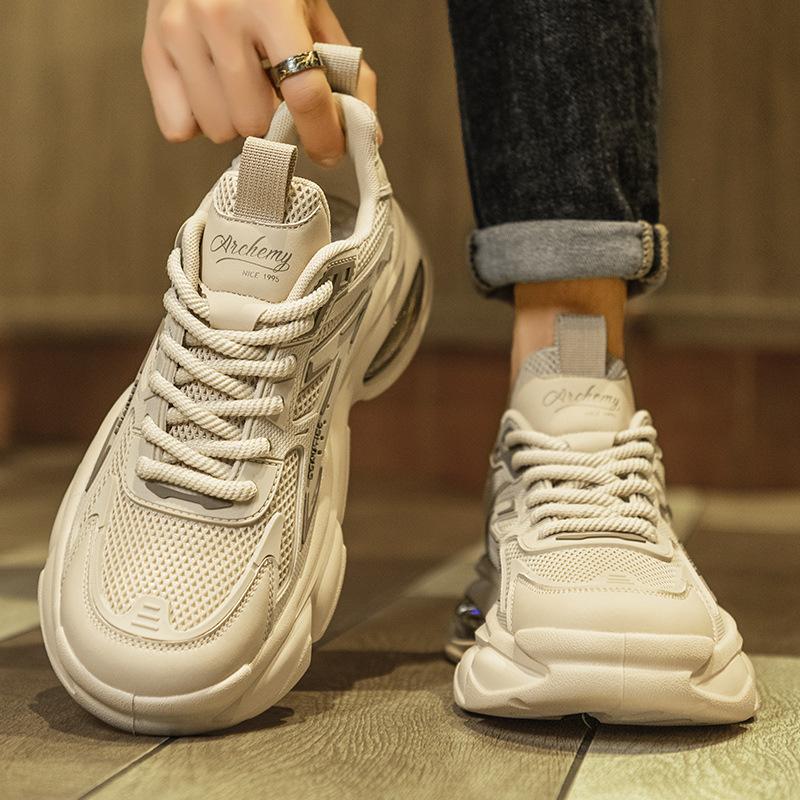 Men's Shoes Summer New Mesh Breathable Casual Running Sports Shoes Youth Air Cushion Heightening Dad Shoes