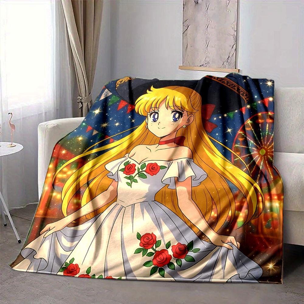 1pc Sailor Moon Flannel Blanket [Cozy Throw Blanket] For Sofa, Bed, Travel, Camping, Livingroom, Office, Couch, Chair, And Bed