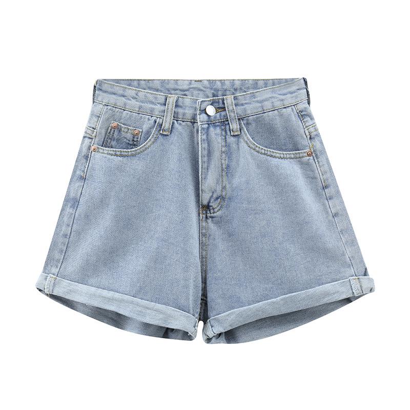 Women's Korean Style High Waist Denim Shorts - Summer Loose Fit, Rolled Hem, Plus Size, Casual Slimming Hotpants