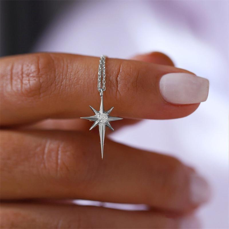 Fashion Geometric Star Pendant Necklace, Suitable for Women's Daily Leisure Fashion Accessories