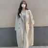Women's Beige Wool Coat - Luxurious, High-End Celebrity Style, Thickened, Medium-Length