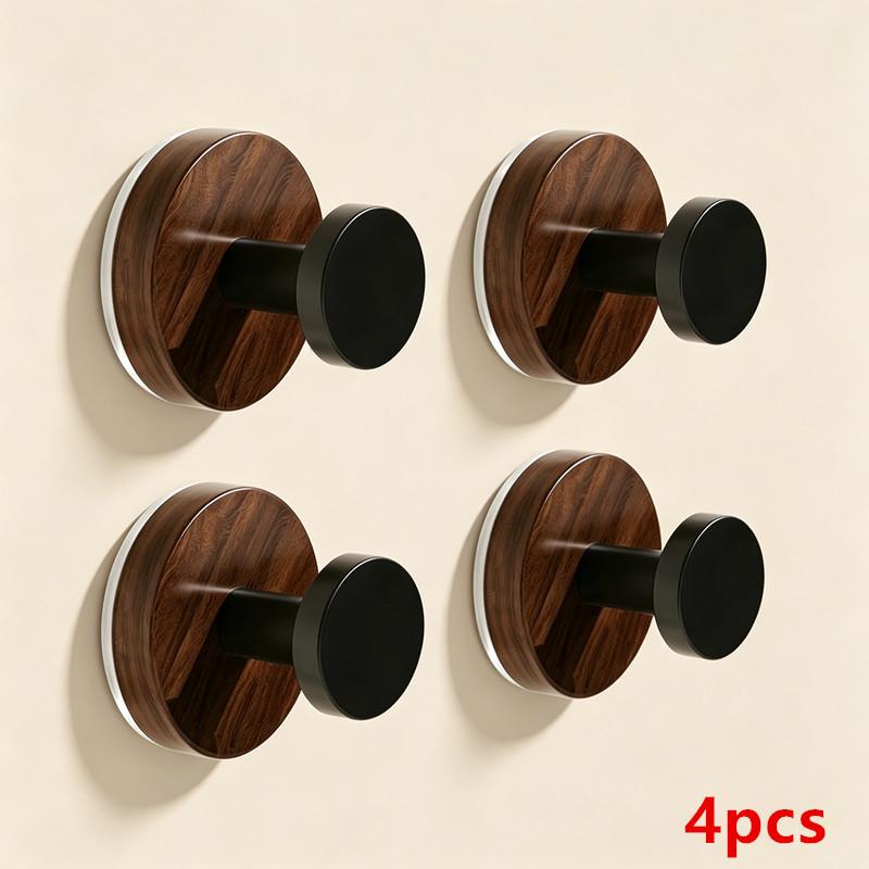 Wood Suction Cup Hooks Walnut Keys Decor Hook Door Back Clothes Towel Hanger Cabinet Drawers Handle Wall-Mounted Storage Rack