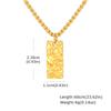 Fashion Pleated Geometric Rectangle Pendant Necklace, Gold Plated Stainless Steel Necklace for Men, Minimalist Punk Jewelry Gift